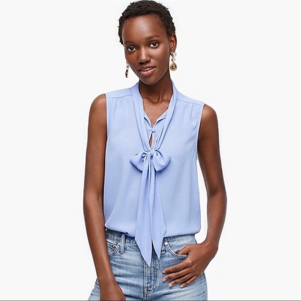 NWOT J Crew Drapey Tie-Neck Sleeveless Top in Blue